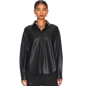 Pistola Sloan Faux Leather Button Down Shirt size S